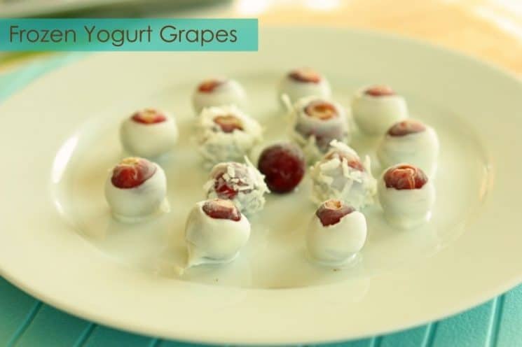 Frozen grapes, with a touch of yogurt!